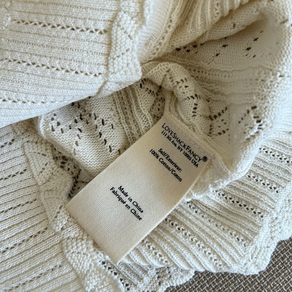 BEST NWT LoveShackFancy Petra Bow Pointelle Cropped Cardigan Ivory White Knit - Picture 8 of 10